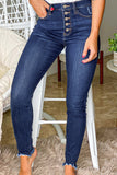 Dark Blue High Waisted Buttons Jeans