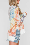 High Low Hem Tie-dye Print Top with Slits