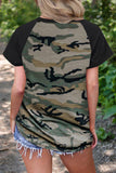 CrissCross Camo V Neck T-Shirt