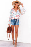 Floral Print Drape Crop Blouse