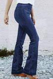 High Rise Elastic Waist Flare Jeans