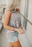 Floral Print White Tank Top