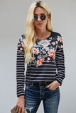 Floral Striped Print Long Sleeve Top