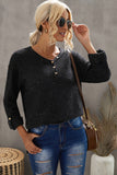 Buttoned Drop Shoulder Knitted Sweater