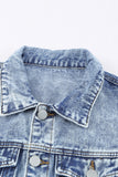 Distressed Buttons Washed Denim Jacket