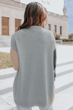 Gray Colorblock Pocketed Cardigan with Ribbed Trim