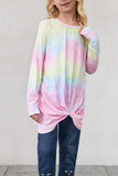 Tie Dyed Twist Knot Girl's Long Sleeve Top