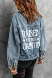 Raised On 90's Country Distressed Denim Jacket