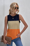 Color Block Crew Neck Tank Top