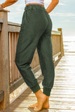 Army Green Elastic Waist Jogger Pants with Pockets