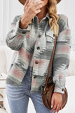 Distressed Aztec Print Lapel Long Sleeve Button Shirt Jacket