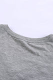 V Neck Stars Print Gray T-shirt