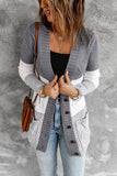 color Front Pocket and Buttons Closure Cardigan