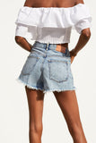 Light Blue Pocket Casual Denim Shorts