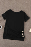 Side Button Detail Short Sleeve T Shirt for Little Girls