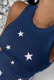 Star Print Round Neck Tank Top