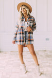 color Plaid Button Down Ruffled Shirt Jacket