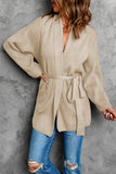 Robe Style Rib Knit Pocketed Cardigan with Belt