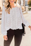 Polka Dot Lace Lantern Sleeve Blouse