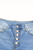 High Rise Button Fly Distressed Slim-fit Jeans