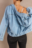 Sky Blue Acid Washed Pockets Buttoned Denim Jacket