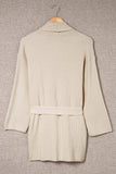 Robe Style Rib Knit Pocketed Cardigan with Belt