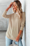 Crew Neck Ribbed Trim Waffle Knit Top