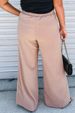 Khaki Plus Size Tie Front Wide Leg Pants