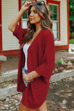 Ribbed Open Front Knit Cardigan