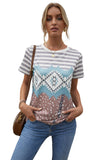 Striped Aztec Dotted Mixed Prints Tee