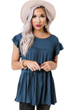 Short Sleeve Keyhole Ruffled Babydoll Top