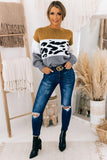 Color Block Leopard Splicing Sweater