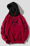 Valentine Love Heart Print Color Block Men's Pullover Hoodie