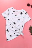 V Neck Stars Print Gray T-shirt