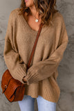 Khaki Ribbed Trim Oversize Sweater