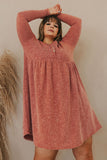 Plus Size Mineral Washed Ribbed Henley Dress