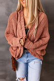 Chunky Knit Solid Cardigan with Pocket