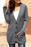 Front Pocket and Buttons Closure Cardigan