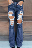 High Waist Distressed Bell Jeans