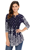 Floral Notch Neck Pin-tuck Tunic