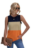 Color Block Crew Neck Tank Top