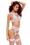 Seductive Rosy Lace Bralette Garter Set