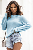 Sky Blue Cool Breeze Cotton Cold Shoulder Sweater