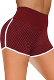 High Waist Honeycomb Contrast Stripes Butt Lifting Yoga Shorts