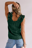 Swiss Dot Woven Sleeveless Top With Ruffled Straps