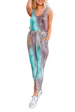 Tie Dye Drawstring Jogging Jumpsuit