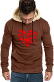 Valentine Love Heart Print Color Block Men's Pullover Hoodie