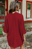 Ribbed Open Front Knit Cardigan