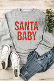 SANTA BABY Leopard Print Letter Graphic Sweatshirt