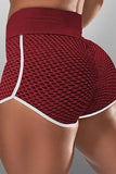 High Waist Honeycomb Contrast Stripes Butt Lifting Yoga Shorts